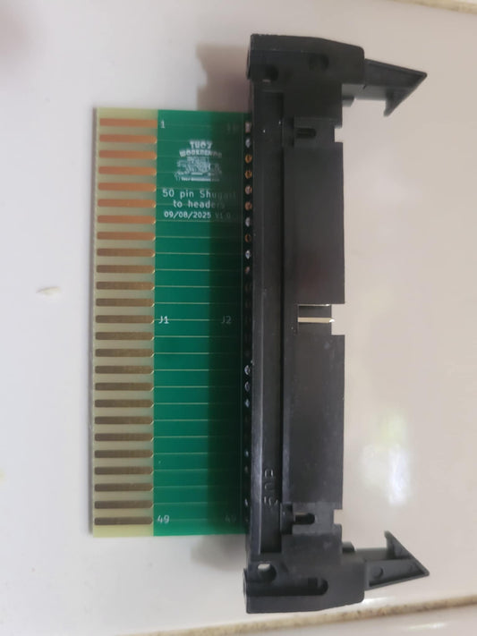 50pin captured male header to 50pin card edge pass through