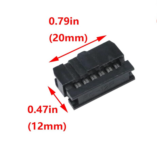 12-Pin (2x6) Female IDC to Ribbon Cable